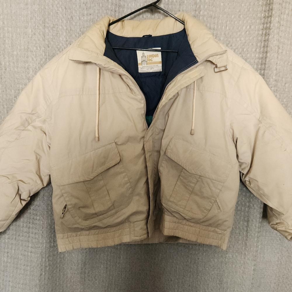 London Fog Tan Quilted Puffer Jacket Weather-Resistant